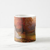 Amerikanische Eskimo im Herbst Leaves Fall Inspiri Kaffeetasse (Mittel)