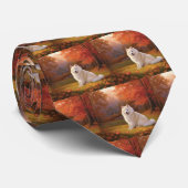 Amerikanische Eskimo im Herbst Leaves Fall Inspiri Krawatte (Gerollt)