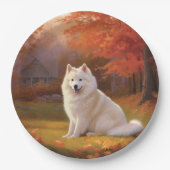 Amerikanische Eskimo im Herbst Leaves Fall Inspiri Pappteller (Vorderseite)