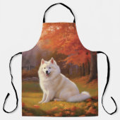 Amerikanische Eskimo im Herbst Leaves Fall Inspiri Schürze (Vorderseite)