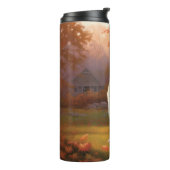 Amerikanische Eskimo im Herbst Leaves Fall Inspiri Thermosbecher (Nach links gedreht)