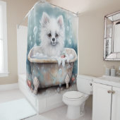 Amerikanische Eskimo in der Badewanne Wasserfarben Duschvorhang (Beispiel)