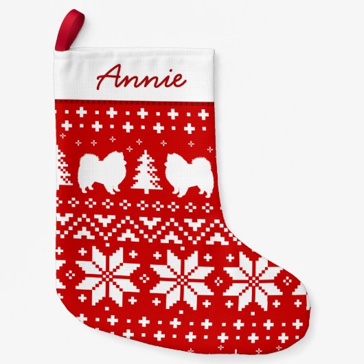 Amerikanische EskimohundeSilhouette-MusterEskies Kleiner Weihnachtsstrumpf (Vorderseite)