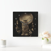Amerikanische Eule und Traumfänger Quadratische Wanduhr (Zuhause)