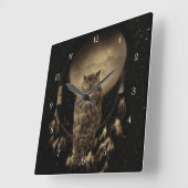 Amerikanische Eule und Traumfänger Quadratische Wanduhr (Winkel)