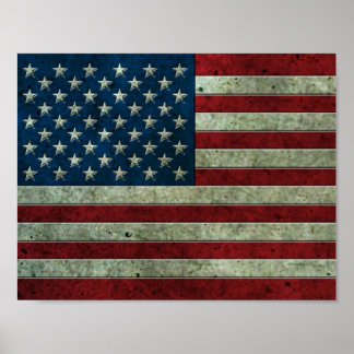 Amerikanische Fahne-Aged Steel Effekt Poster