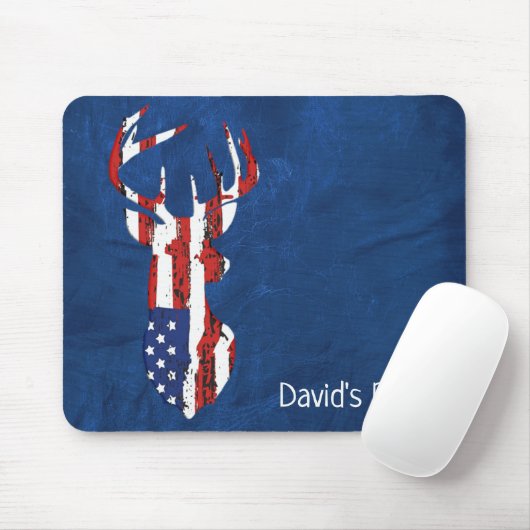 Amerikanische Fahne auf blauem Leder Mousepad (Mit Mouse)