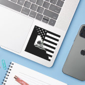 Amerikanische Fahne aus Schwarz und Weiß | Haiti U Aufkleber (Laptop mit iPhone)
