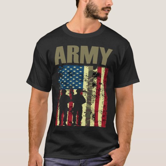 Amerikanische Fahne Camouflage US Army 4. Juli US  T-Shirt (Vorderseite)