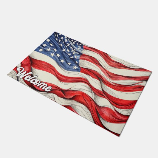 Amerikanische Fahne der Vereinigten Staaten Fußmatte (Schrägansicht)