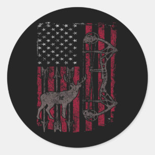 Amerikanische Fahne Hirsche Jagd Patriotische Bedr Runder Aufkleber