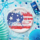 Amerikanische Fahne "Red White and Blue Paint Spri Pappteller (Party)