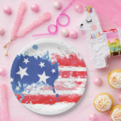 Amerikanische Fahne "Red White and Blue Paint Spri Pappteller (Party)