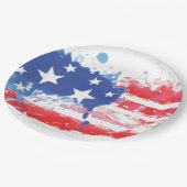 Amerikanische Fahne "Red White and Blue Paint Spri Pappteller (Schrägansicht)