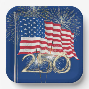 Amerikanische Fahne zum 250. Geburtstag mit Sparkl Pappteller