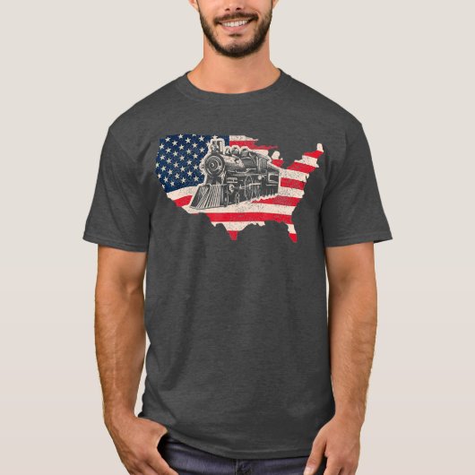 Amerikanische Fahnen-Schnellbahn und Smokey-Bahn T-Shirt (Vorderseite)