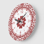 Amerikanische Farm Country Küche Rot und Weiße Blu Große Wanduhr (Winkel)