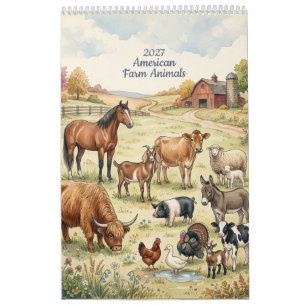 Amerikanische Farmtiere - Einzelseite 2027 Kalender