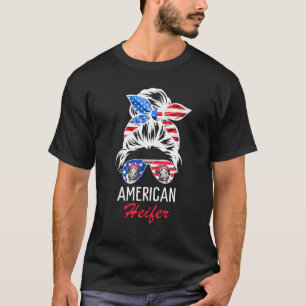 Amerikanische Färse Unordentliches Haar Im Dutt Ba T-Shirt