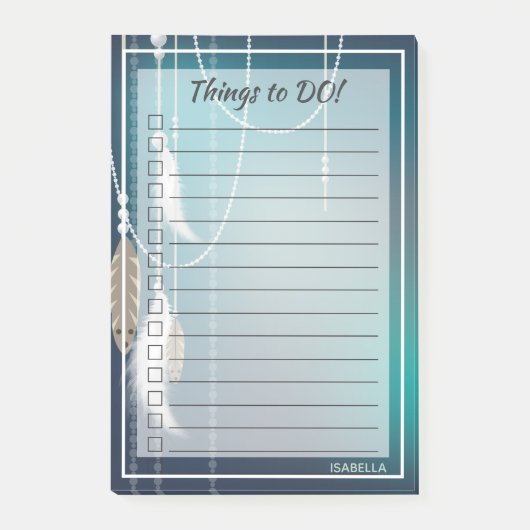 Amerikanische Federn und Perlen - die Dinge, die z Post-it Klebezettel (Vorderseite)