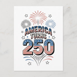 Amerikanische Feuerwerk zum 250. 4. Juli Feiertagspostkarte