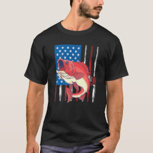 Amerikanische Fischereiflagge Usa-Barsch-Angler-Fi T-Shirt