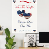 Amerikanische Flag Hört wählt Liebe über Hass Poster (Heimbüro)