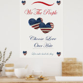Amerikanische Flag Hört wählt Liebe über Hass Poster (Küche)