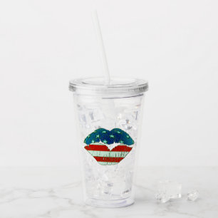 Amerikanische Flag Lips Acryltrinkbecher
