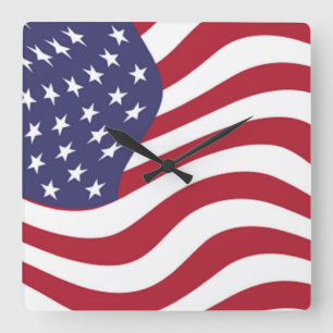 AMERIKANISCHE FLAG QUADRATISCHE WANDUHR