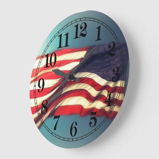Amerikanische Flag-Round-Clock Große Wanduhr (Winkel)