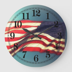 Amerikanische Flag-Round-Clock Große Wanduhr
