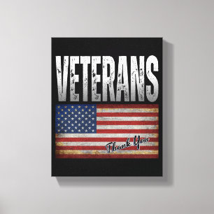 AMERIKANISCHE FLAG VETERANS DANKE IHNEN 4. JULI LEINWANDDRUCK