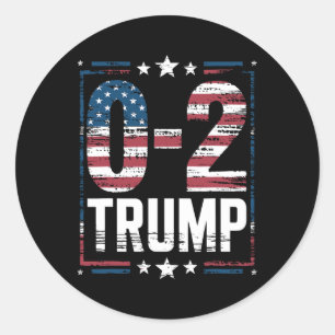 Amerikanische Flagge 0-2 Trump 2024  Runder Aufkleber