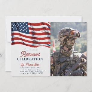Amerikanische Flagge 4. Juli Army Foto Rentirement Einladung