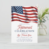 Amerikanische Flagge 4. Juli Army Retirement Einladung (Stehend Vorderseite)