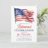 Amerikanische Flagge 4. Juli Army Retirement Einladung (Stehend Vorderseite)
