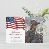 Amerikanische Flagge 4. Juli Army Retirement Einladung (Stehend Vorderseite)