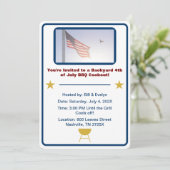Amerikanische Flagge 4. Juli barbeque Einladung (Stehend Vorderseite)