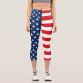 Amerikanische Flagge 4. Juli Capri Leggings (Vorderseite)