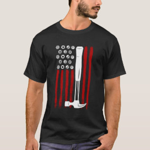 Amerikanische Flagge 4. Juli Carpentry Holzschnitz T-Shirt