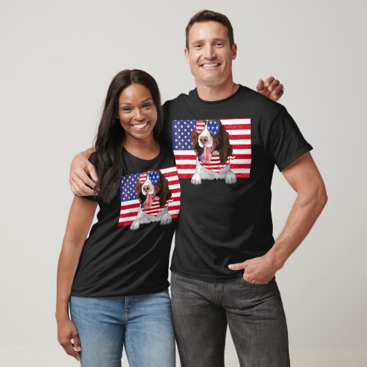 Amerikanische Flagge 4. Juli Englisch Springer Spa T-Shirt (Unisex)