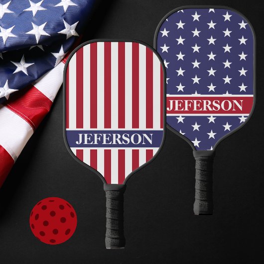 Amerikanische Flagge 4. Juli Familienspiel GRILLEN Pickleball Schläger