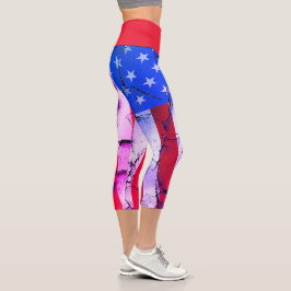 Amerikanische Flagge 4. Juli Feier Capri Leggings