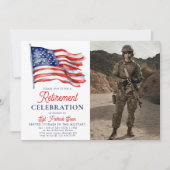 Amerikanische Flagge 4. Juli Foto Army Rentirement Einladung (Vorderseite)