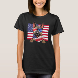 Amerikanische Flagge 4. Juli German Shepherd Vater T-Shirt