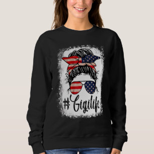 Amerikanische Flagge 4. Juli Gigi Life Messy Bun M Sweatshirt