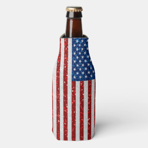 Amerikanische Flagge 4. Juli Glitter Flaschenkühler