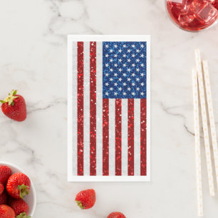 Amerikanische Flagge 4. Juli Glitter Serviette