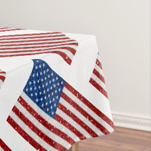 Amerikanische Flagge 4. Juli Glitter Tischdecke